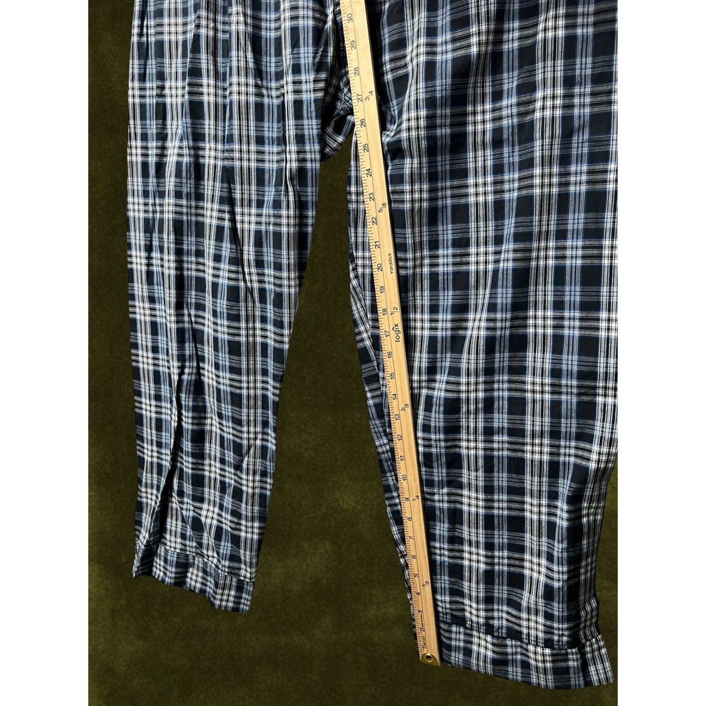 Bill Blass Mens Pajama Set Navy White Plaid Long Sleeve Button Down XL Sleepwear - Picture 8 of 12